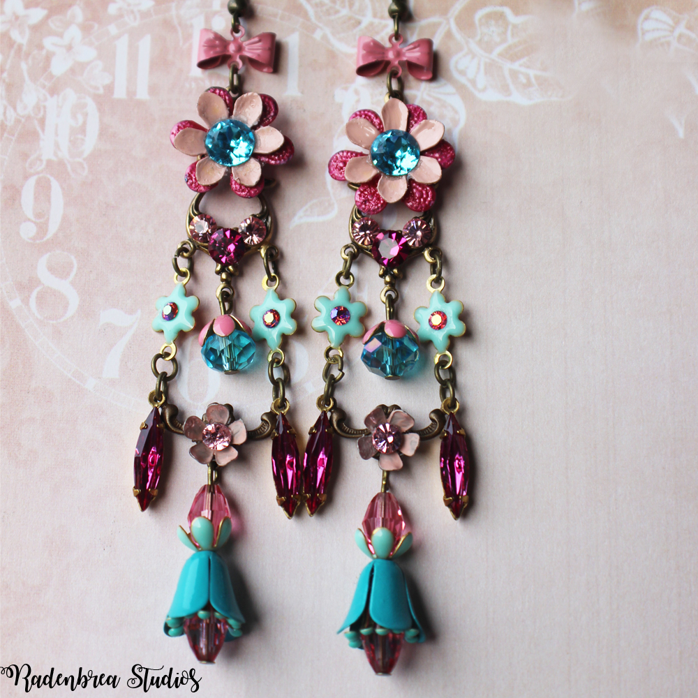 Pink blossom earrings