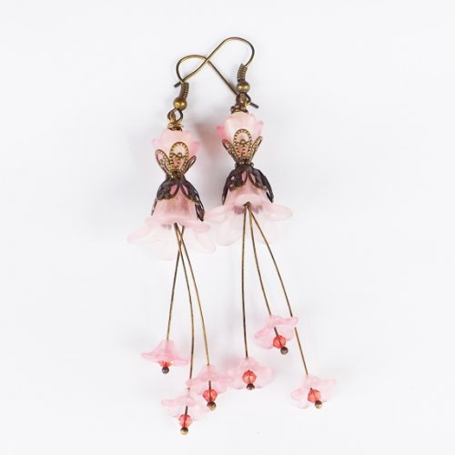 pink floral earrings