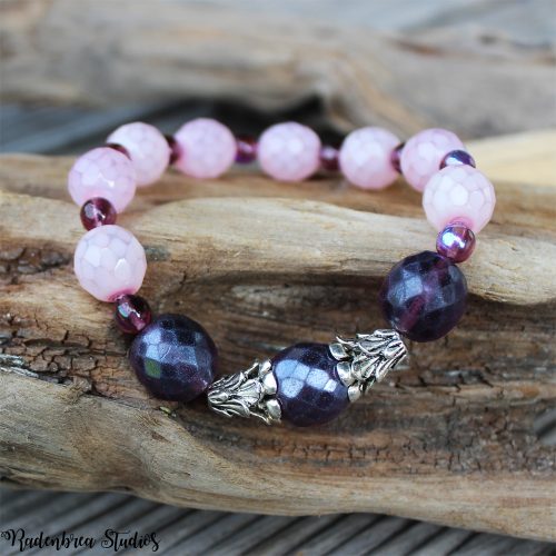 pink and grape beaded bracelet