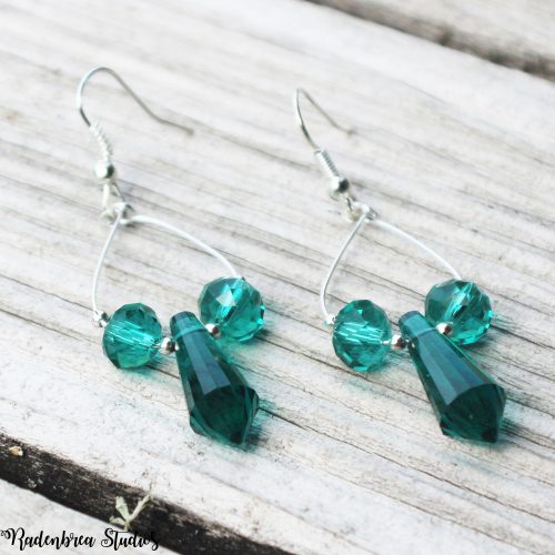 Sea Green & Crystal Earrings