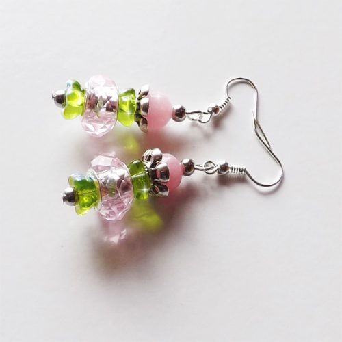 pink and green earrings
