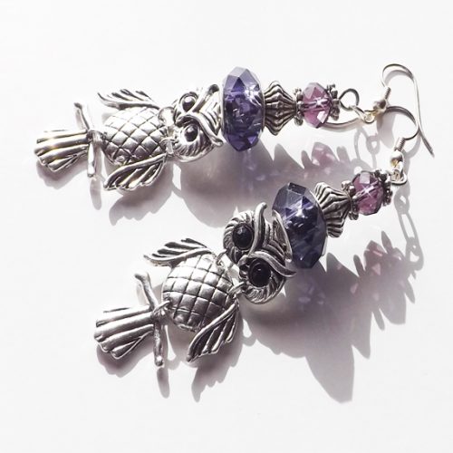 Owl and Purple earrings